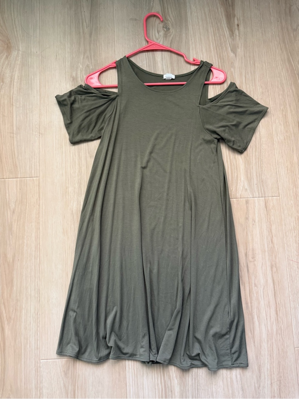 Garage Olive Green Cold-Shoulder Midi Dress
